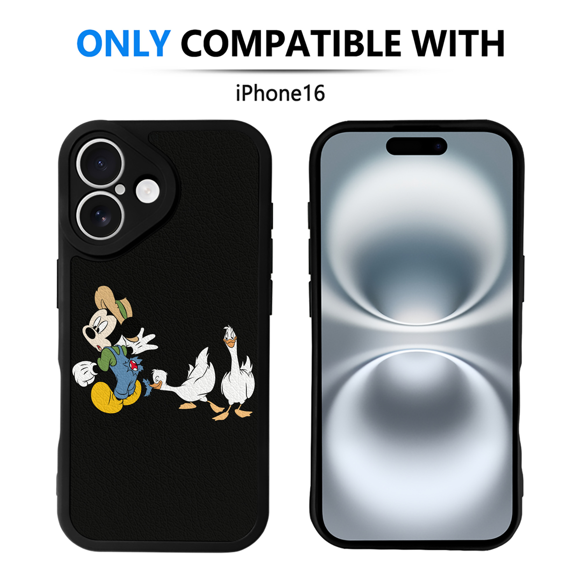 （画像用） ミッキーマウス Mickey Mouse 【iPhone 16シリーズ対応】シリコンスマホケース（レザー調） 材質：シリコン